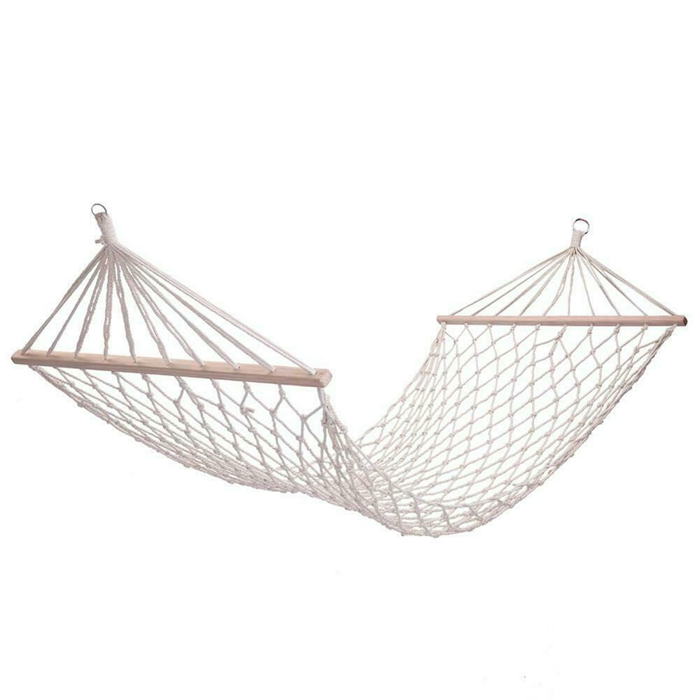 Brand New Durable Camping Hammock,Wood Pole Cotton Rope Hammock Bed