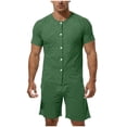 thumbnail image 1 of Camisetas de Manga Completa Hombres Bolsillo de Color Sólido Camiseta de Cuello Redondo de Manga Corta Abierta Completa con Pantalones Cortos de Cintura Elástica para Al Aire Libre, Casual, Uso Diari, 1 of 9
