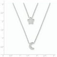 thumbnail image 3 of Sterling Silver Rh-Plated Polished Cz Moon And Star Double Strand Necklace Made In China qg3948-16, 3 of 3