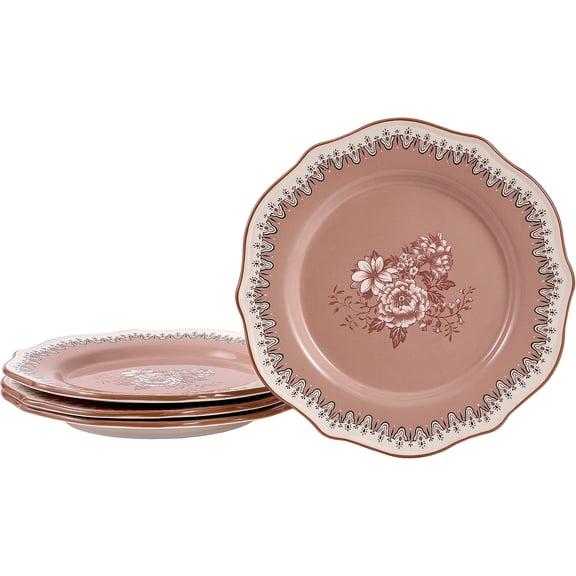 Wanderlust Scalloped Ceramic 11 inch Dining Table Plates, Pack of 4, for Pasta, Salad, Maincourse, Microwave & Serving Dishwasher Safe