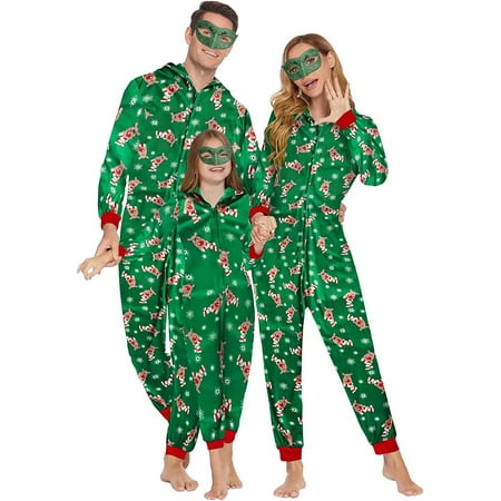 

Viworld Matching Family Pajamas Christmas Hoodie PJ s Festival One Piece Sleeper Outfits for Men Women Kids Baby