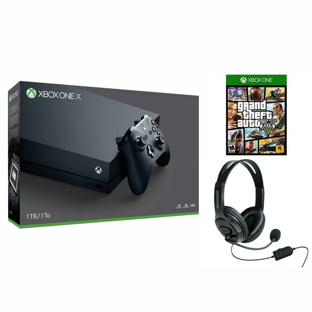backup Atletisch Pretentieloos Microsoft Factory Recertified XBOX One X BUNDLE-includes XBOX One X console  and Microsoft wireless controller plus xTalk one headset & Grand Theft Auto  V Premium Edition - Walmart.com