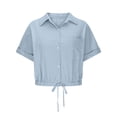 thumbnail image 4 of Chemise Courte à Manches Courtes pour Femmes avec Poche Poitrine Décontractée Plage et Blouse, 4 of 6