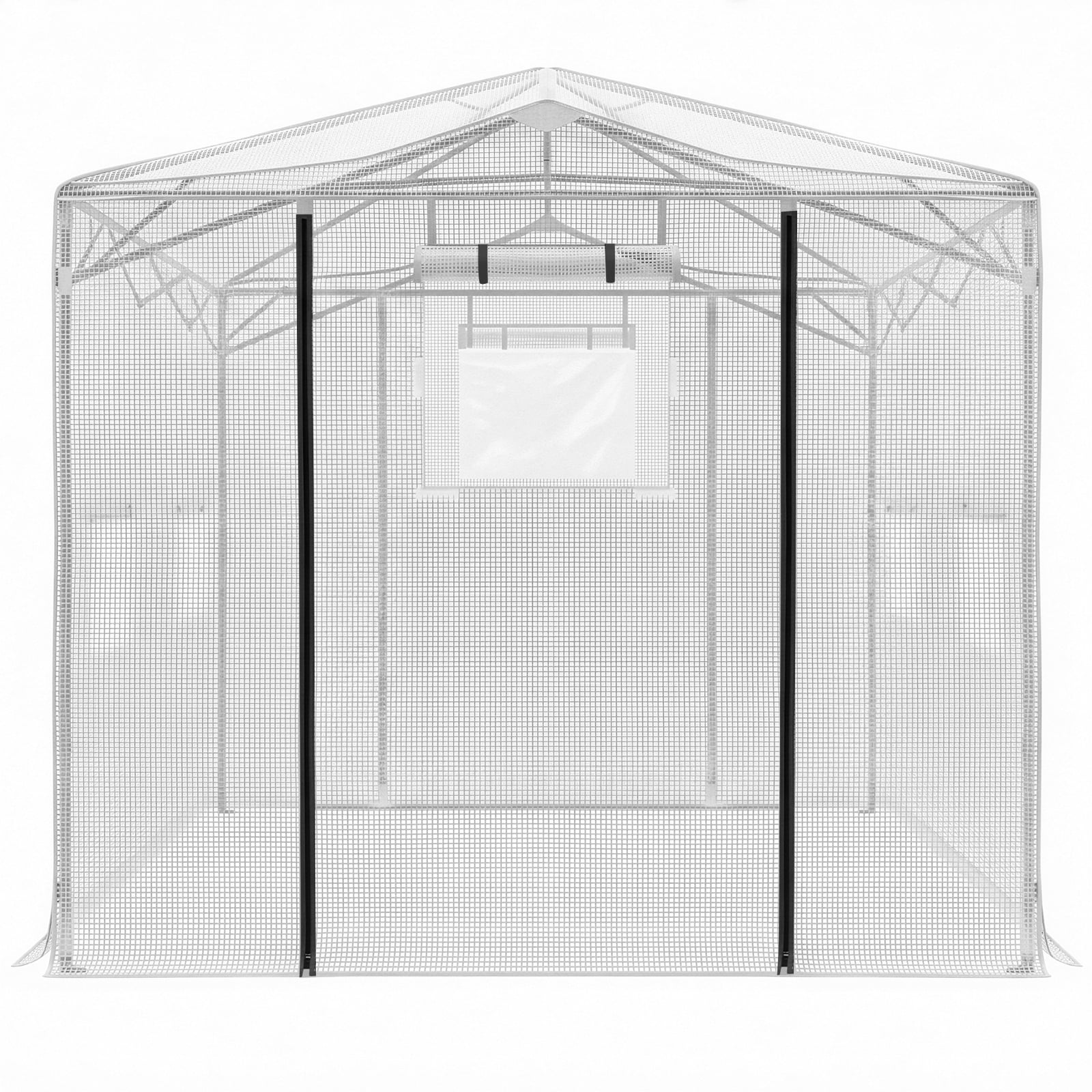 Foldable Greenhouse Shed, 8*12ft Plastic Sprayed Iron Pipe PE Mesh, White