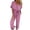 Hot Pink, variant on Women's Waist Tie V-Neck Wrap Front Jumpsuit Batwing Sleeve Casual Wide Leg Jumpsuit Breathable Lightweight Ideal for Summer Daily Wear