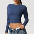 thumbnail image 4 of aidice Hauts de Yoga pour Femmes Respirants Col Rond Extensible Manches Longues Raccourcis Skinny T-Shirts d'Entraînement, 4 of 7