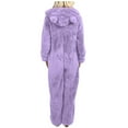 thumbnail image 3 of Pyjama Combinaison à Manches Longues pour Femmes avec Capuche, Doux et Chaud, Tenue d'Intérieur d'Hiver Confortable, Couleur Unie, 3 of 8