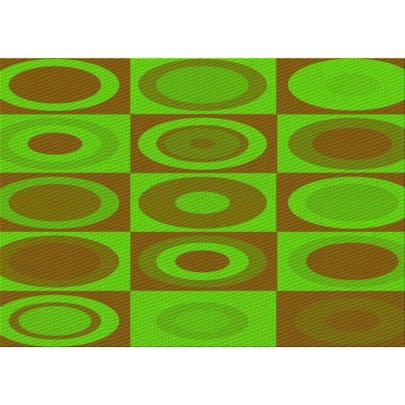 Ahgly Company Indoor Rectangle Patterned Dark Yellow Green Area Rugs, 7' x 9'