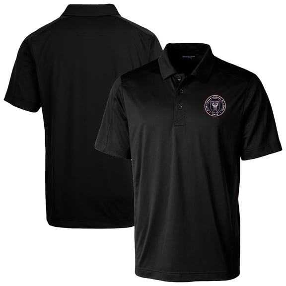 Men's-Cutter & Buck Black Inter Miami CF Prospect Eco Textured Stretch Recycled Polo