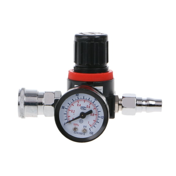 ROCKROK 1/4" HVLP Spray Gun Regulator with Pressure Gauge and Diaphragm Control