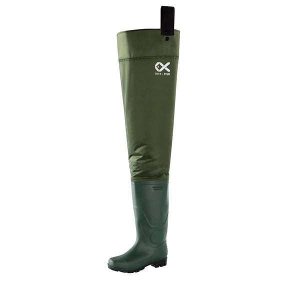 Duck and Fish Green Fishing Wader Hip Boots-Size Men 5 / Women 7