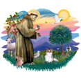 thumbnail image 2 of CafePress - St. Francis #2 / Papillon (Sw) -  Round Wood Ornament 4", 2 of 2