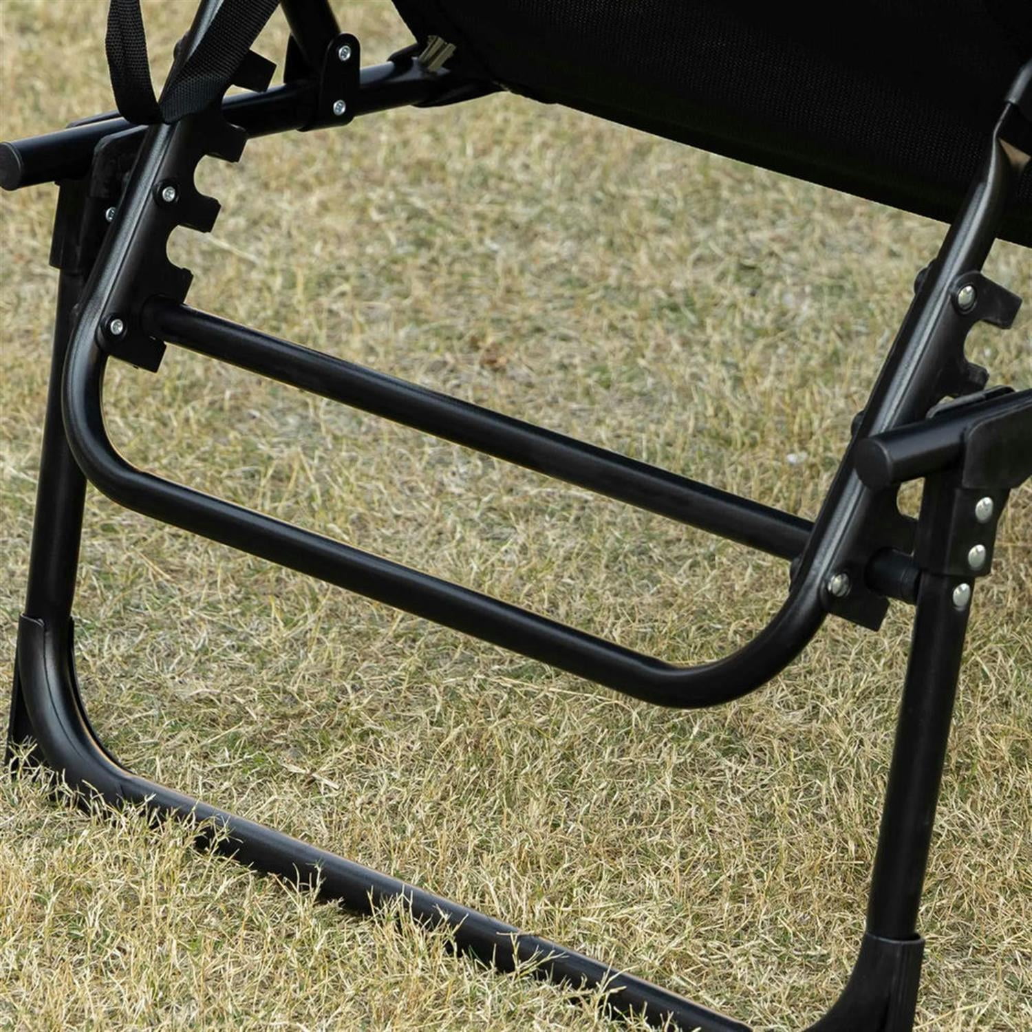 Demi Bonn Outdoor Folding Reclining Chaise Lounge with Adjustable Backrest, Pillow, Portable Sun Lounger Cot for Patio, Garden, Beach, Black