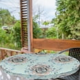 thumbnail image 2 of Ambesonne Roses Fitted Round Tablecloth, Dreamy Brush Spots Floral, 36"- 40" Diameter, Almond Green Warm Taupe, 2 of 5
