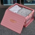 thumbnail image 5 of Contenedor de almacenamiento plegable de 30 L con tapa, caja de almacenamiento gruesa impermeable para mantas, ropa, libros debajo de la cama en automóviles, azul, 5 of 5