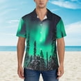 thumbnail image 2 of Fuzoiu Northern Lights 2 Print Hawaiian Shirt for Men, Summer Beach Casual Short Sleeve Button Down Shirts, Men’s Beach Summer Shirts with Pocket,XX-Large, 2 of 7