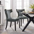 thumbnail image 2 of Side Dining Chair, Nailhead, Set of 2, Grey Gray, Velvet, Modern Contemporary, Kitchen Room Cafe Bistro Restaurant Hospitality, 2 of 10