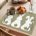 thumbnail image 3 of Easter Rabbits Placemats Set of 6, Simple Abstract White Bunny Silhouette Animals Sage Green Non-Slip Place Mats Washable Table Mats for Kitchen Dining Table Decorations Indoor/Outdoor, 3 of 9