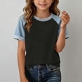 thumbnail image 3 of Agkizg Girls Faux Denim Patchwork T-Shirt Short Sleeve Crewneck Top for Kids Casual Summer Tee, Sizes 7-8 Years, 3 of 6