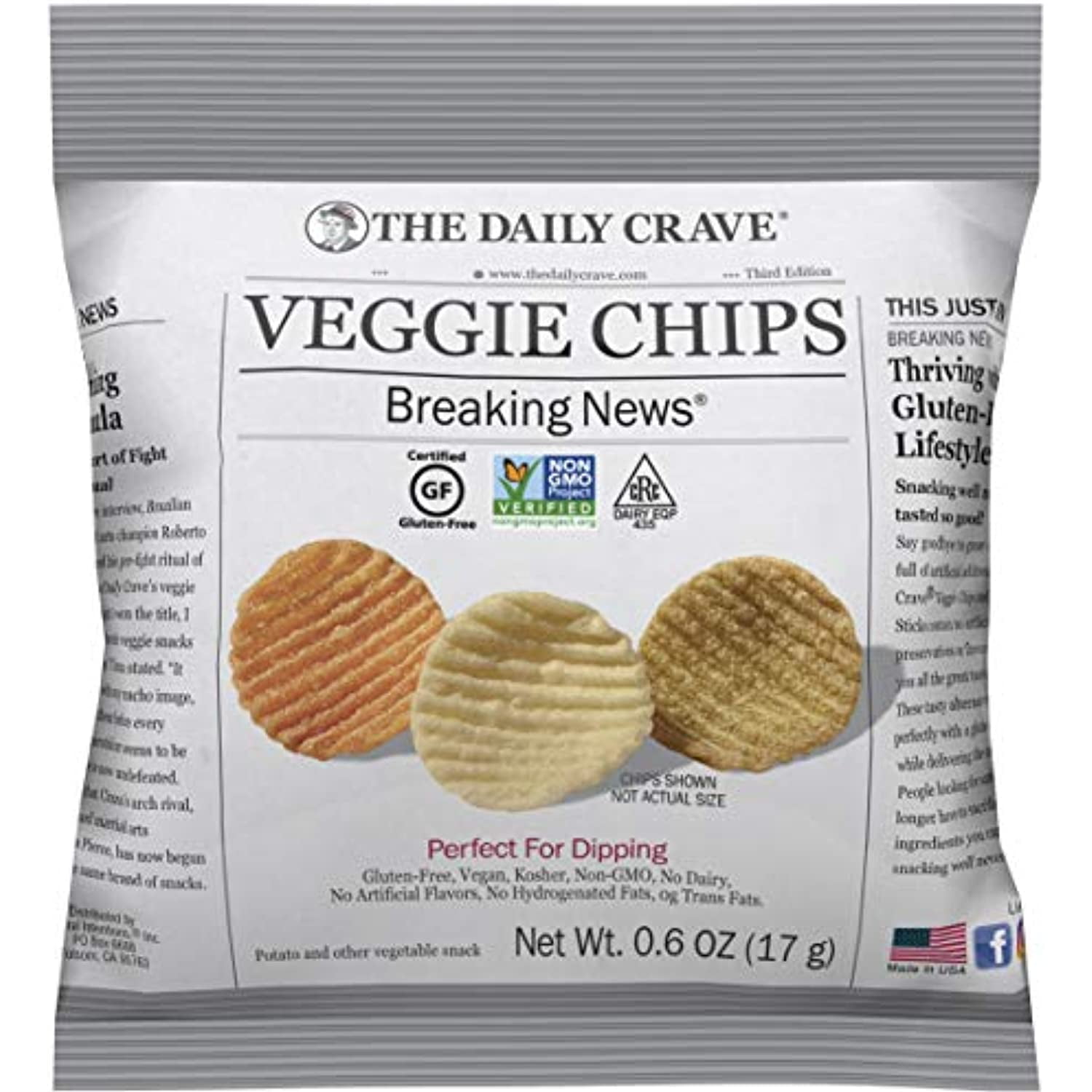 The Daily Crave Veggie Chips, Veggie, 0.6 Ounce (Pack of 70) Veggie