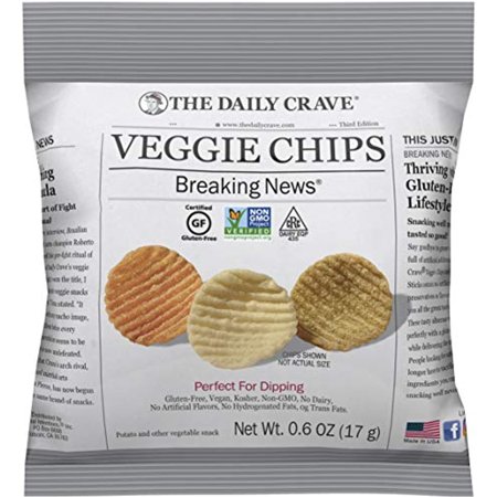 The Daily Crave Veggie Chips, Veggie, 0.6 Ounce (Pack of 70) Veggie Crisps, Kosher, Crunchy, Vegan Veggie Chips 0.6 Ounce (Pack of 70)