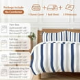 thumbnail image 6 of Navy Blue White Stripes Duvet Cover Set Full Size, Minimalist Abstract Vertical Striped 4 Piece Soft Microfiber Bedding Set with 1 Duvet Cover, 1 Flat Sheet, 2 Pillowcases, 6 of 9