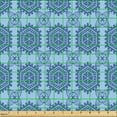 thumbnail image 2 of Ambesonne Asian Fabric by the Yard Upholstery, Japanese Boho Hexagon Art, 5 Yards, Pale Azure Blue and Teal, 2 of 5