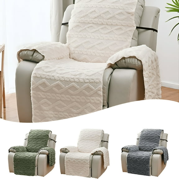 LAMIRO Recliner Sofa Cover,Double-sided Jacquard Plus Velvet,Anti-Slip Couch Covers for Dogs Cats Pet Love Seat Recliner Armrest Backrest Cover,Army green