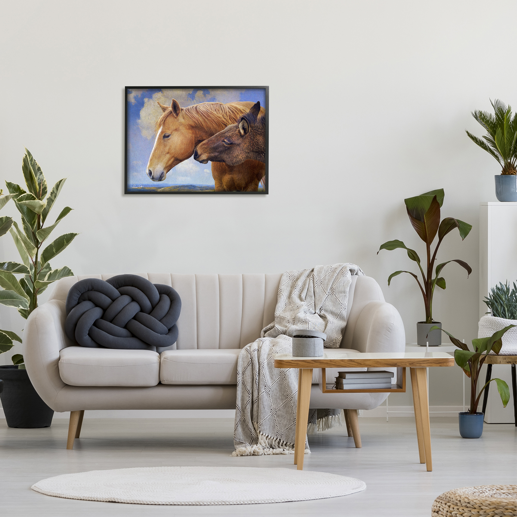 Stupell Farmhouse Horses Cuddle Nature Landscape Animals & Insects Photography Black Framed Art Print Wall Art
