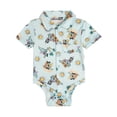 thumbnail image 2 of Disney Mickey Mouse Baby Boy or Girl Short Sleeve Button-Down Bodysuit and Shorts Set Light Blue/Grey Mickey Mouse, 2 of 4