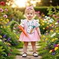 thumbnail image 7 of enyan Newborn Baby Girl Easter Romper Dress Ruffle Short Sleeve Bunny Jumpsuit Bodysuit with Headband,Red,6-9 Months, 7 of 7