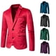 thumbnail image 5 of Traje de boda con chaqueta de terciopelo de dos botones y cuello en V de moda para hombre, 5 of 6