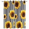 thumbnail image 4 of Outdoor Curtains for Patio Waterproof Sunflower Black Stripes Indoor/Outdoor Curtain Tiebacks Pastoral Striped Privacy Curtain Sun Block Grommet Drapes for Pergolas Gazebo Porch 2 Panel 54x108 Inch, 4 of 9