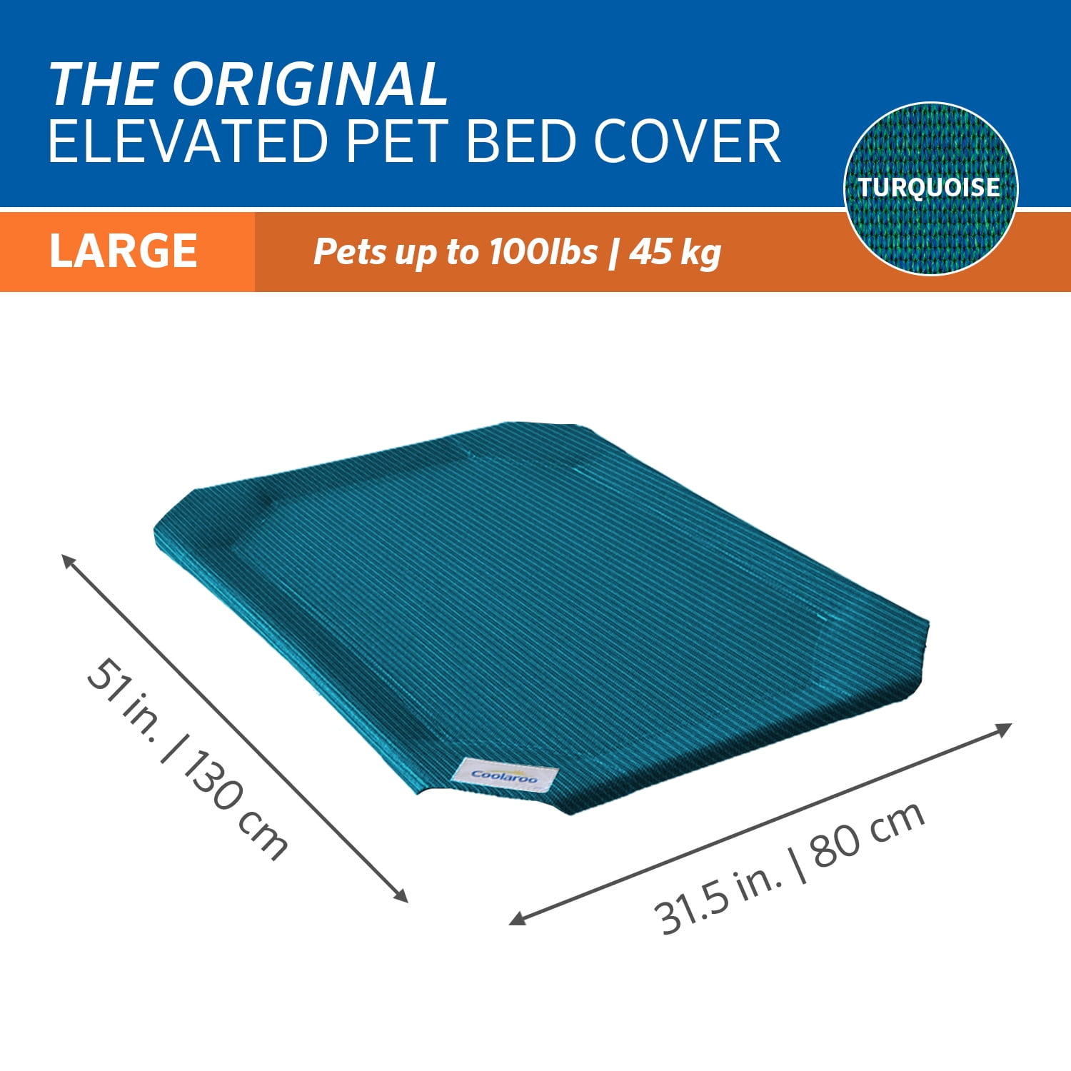 The Original Coolaroo Elevated Pet Dog Bed Replacement Cover, Large, Turquoise