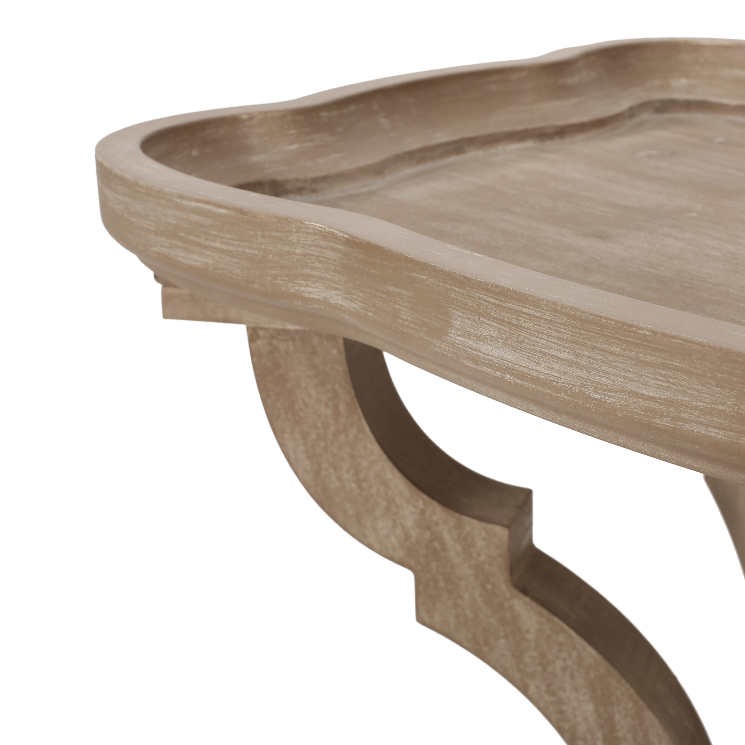 Noble House Ariyaan Fir Wood Accent Table, Distressed White, Natural