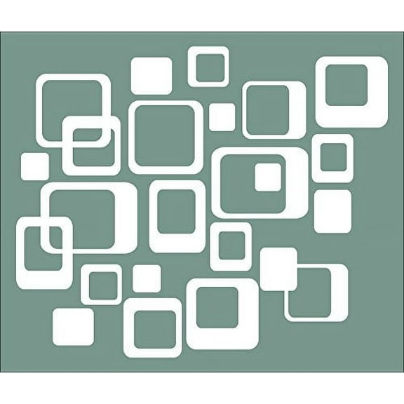 Funky R/Squares Wall Vinyl Sticker Decal 20-Piece 6-Inch and Smaller, White