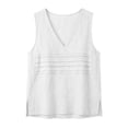 thumbnail image 4 of QUNYINEY White Tank Tops for Women Cotton Linen Summer Tops Pleated V Neck Sleeveless Loose Fit Casual Womens Shirts, 4 of 7