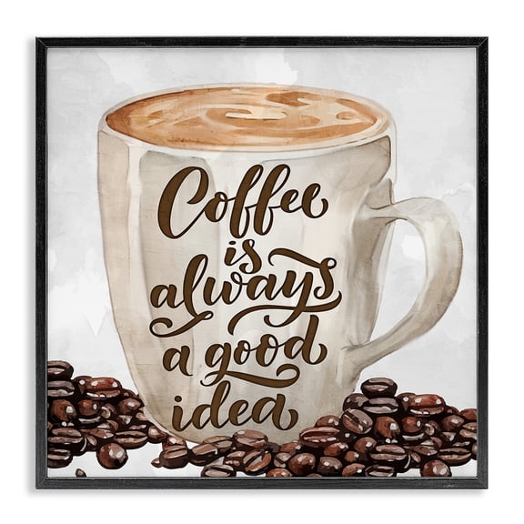 Stupell Industries Coffee Phrase Classic Mug Food & Beverage Painting Black Framed Art Print Wall Art, 12 x 12