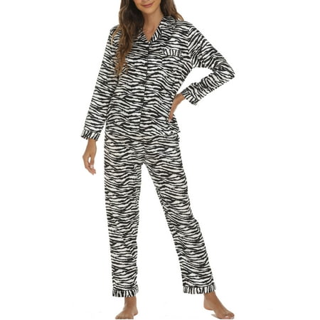 

Women Silk Pajamas Set Long Sleeve Ladies Satin PJ Sets Button-Down Pajama Soft Cozy Printed Sleepwear Loungewear S~XL Womens Clothes