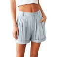thumbnail image 2 of Women's Summer Cotton Linen Shorts High Elastic Waisted Athletic Short Womens Casual Solid Loose Fits Comfy Workout Gym Running Short, 2 of 8