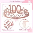 thumbnail image 3 of MEANT2TOBE 100th Bday Sash & Tiara - Pink Glitter Sash + Rhinestone Tiara, Gifts for 100th, 3 of 14
