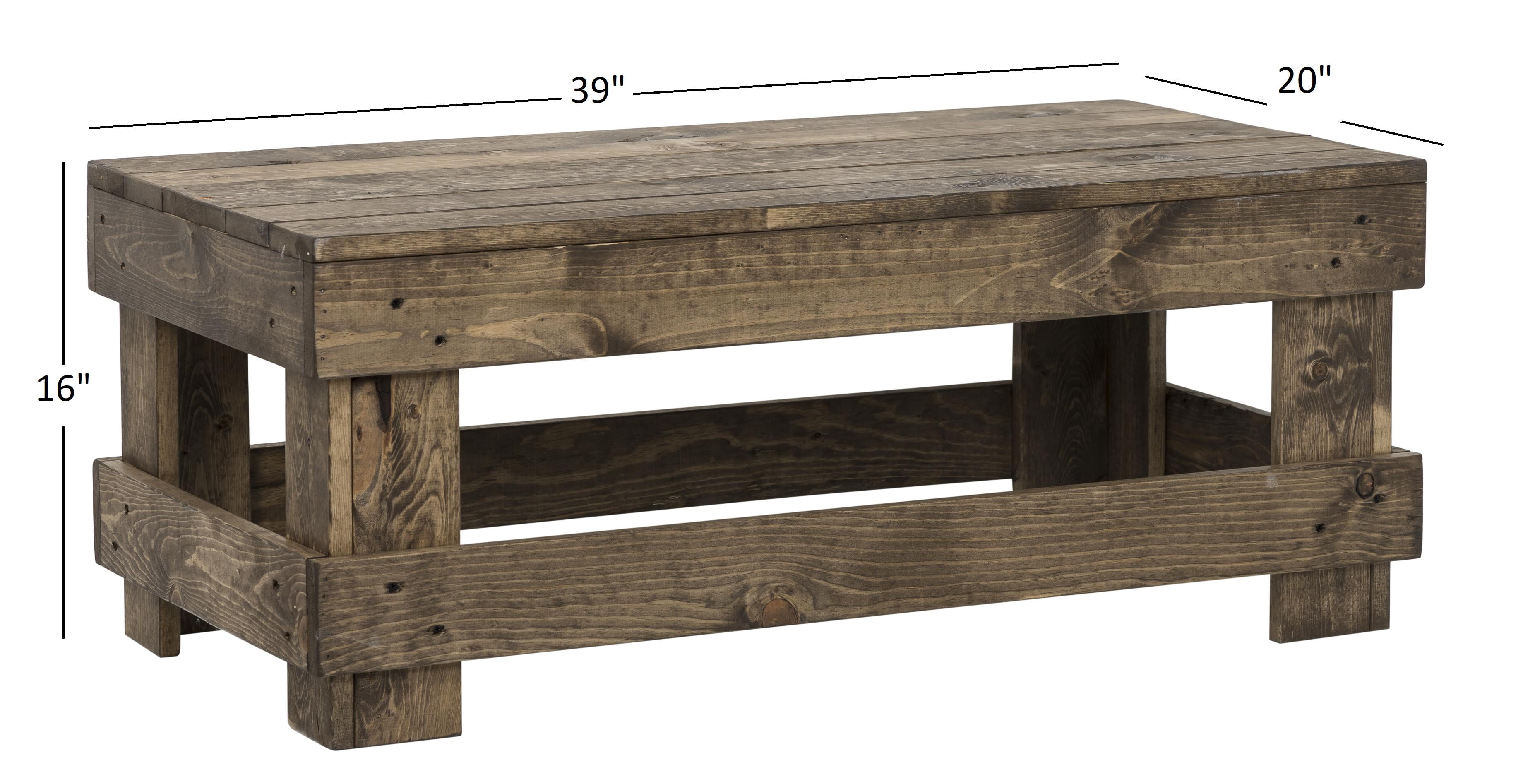 Grayson Lane Pine Wood Rustic Coffee Table in the Coffee Tables