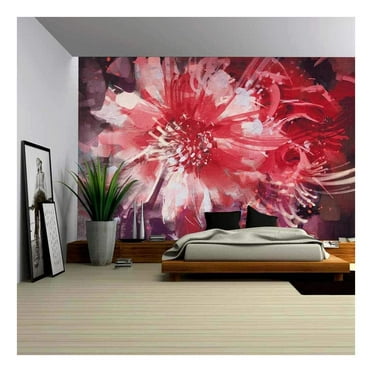 wall26 - Beautiful Autumn Flowers,Old Painting Style - Removable Wall Mural | Self-Adhesive Large Wallpaper - 66x96 inches
