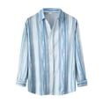 thumbnail image 1 of Camisas Y Playeras Camisa informal con estampado de rayas de empalme de otoño para hombre Camisa de manga larga con cuello vuelto Blusa (Light Blue, M), 1 of 7