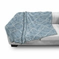 thumbnail image 2 of Vintage Soft Flannel Fleece Throw Blanket, Paisley Style Bicolored Curvy Leaves Floral Motifs Pattern, Cozy Plush for Indoor and Outdoor Use, 70" x 90", Pale Slate Blue White, by Ambesonne, 2 of 5