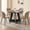 Gray Table + Fabric Khaki Chairs, variant on 5 Piece 47'' Round Dining Table Chairs Set for 4, Farmhouse Gray Kitchen Table with 4 Boucle Mid Century Modern Dinning Room Chairs, Wood Dinner Table &Upholstered Chair Set of 4, Brown