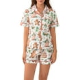thumbnail image 2 of Christmas Pajama Set for Women Short Sleeve Tops + Elastic Waist Shorts Pjs Loungewear Set Holiday Sleepwear, 2 of 6