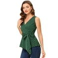 thumbnail image 1 of Unique Bargains Hauts d'Été pour Femmes Sans Manches Col en V avec Ceinture, 1 of 5