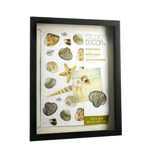 Black Front Opening Shadow Box by Studio Decor - Front or Back Loading Frame Includes Pre-attached Hanging Hardware - Horizontal or Vertical Display - 1 Pack