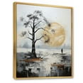 thumbnail image 2 of Designart "Grey Yellow Minimalism Tree silence I" Minimalism Floater Framed Canvas Print, 2 of 7